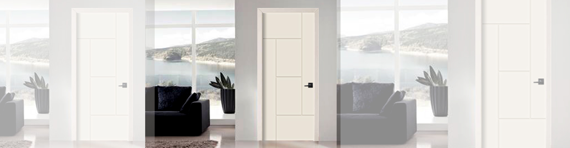 Portes intérieures blanches dans un salon